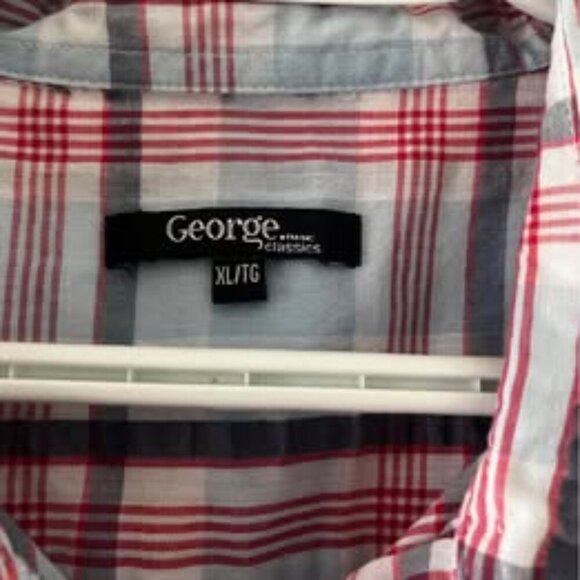 Men's XL Short Sleeve Casual Plaid Button Up Shirt Red  Blue And White - Picture 4 of 4